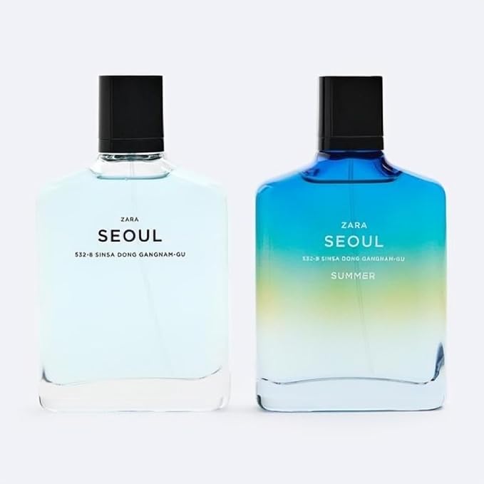 Zara Man Seoul 532-8 Sinsa Dong Gangnam-Gu + Seoul Summer Cologne for Men Fragrance Set EDT Eau De Toilette 2x 100 ML (3.38 FL OZ)