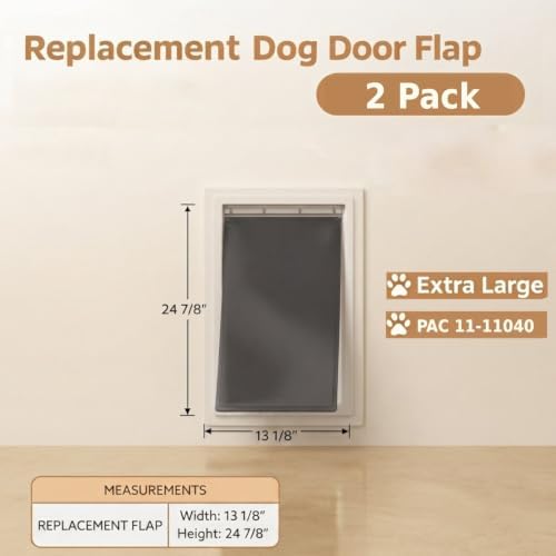 AMZOO Extra Large Dog Door Replacement Flap PetSafe 13 3/4”x24 3/8” 2 Packs | Compatible Freedom PAC 11-11040 Pet Door Flaps Magnetic Closure Weather-Resistant Durable Non-Toxic Silicone Easy Install
