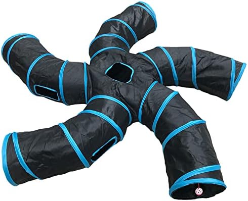 Cat Tunnel,5 Way Large Collapsible Tunnels Tube Upgrade with 6 Peek Hole,S-Shaped Maze House Play Toy Interactive Cat Toy for Cat Kitten Kitty Rabbit