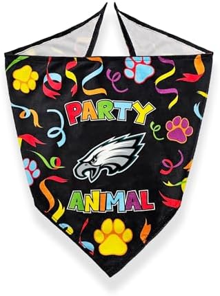 NFL Philadelphia Eagles Dog Birthday Party Set 8pcs with 1 Football Bandana Large/X-Large, 1 Birthday Cake Toy & 6 B-Day Balloons, Dog Birthday Set, Costume, Fun Doggie Party Accesories