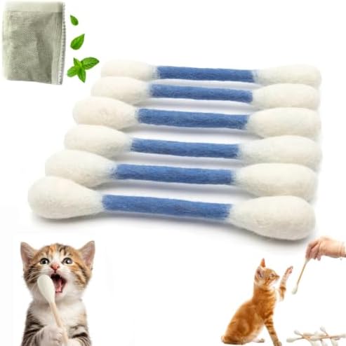 6 Pack Giant Cotton Swab Catnip Toys,Giant Qtip Cat Toy,Felt Interactive Kicker Chew Toys for Kittens & Indoor Cats, Soft Teething Toy with Organic Catnip, Eases Boredom, Cat Lover Gift(Blue)