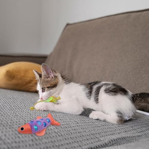 Andiker Cat Catnip Toys,Crinkle Catnip Fish with Rustling Shiny Crinkle Paper and Natural Catnip,Cat Interactive Toys for Indoor Cats for Promoting Digestion and Adjusting Emotion (Blue Fish)