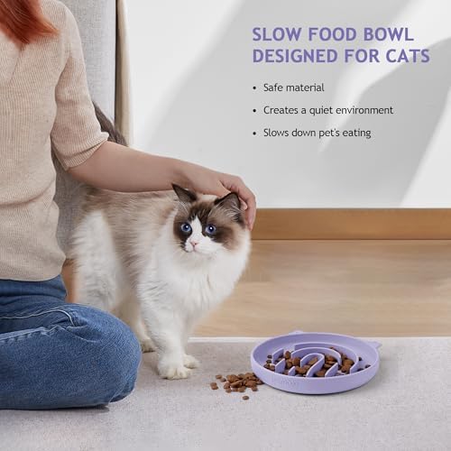 Coomazy Slow Feeder Cat Bowl Silicone Pet Puzzle Feeder for Slow Eating
