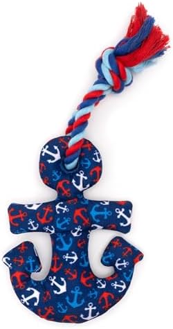 The Worthy Dog Icons Pattern Tough Plush Squeaky Dog Toy, Anchors Away