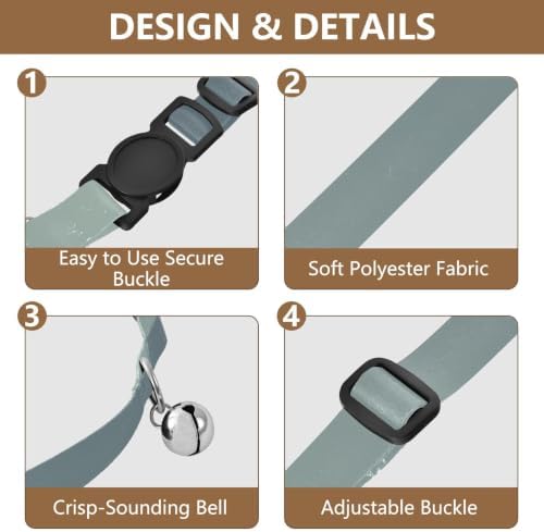 Grey Gradient Collars for Cats, 2 Pack Decorative Pet Collar with Bell