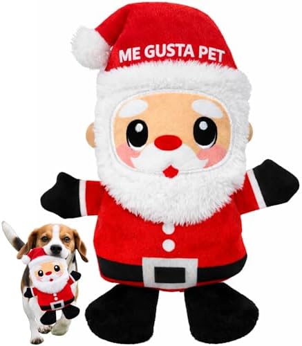 Dog Toys, Dog Xmas Christmas Santa Claus Squeaky Plush Chew Fetch Brain Stimulating Toy Presents for Small Medium Dogs (Medium, Christmas)