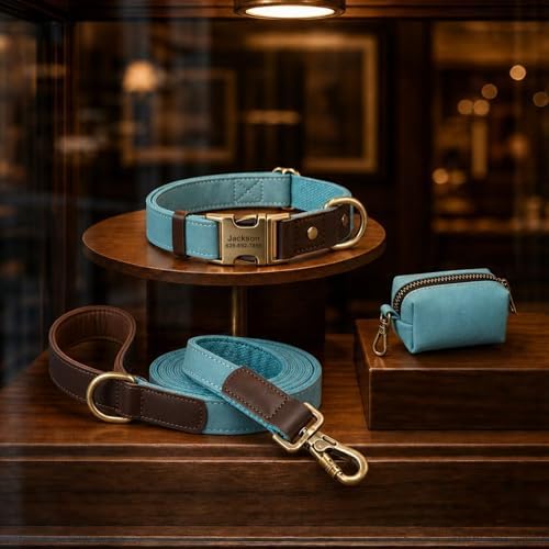 Personalized Dog Collars, Quick Release Buckle, Denim Blue,XL