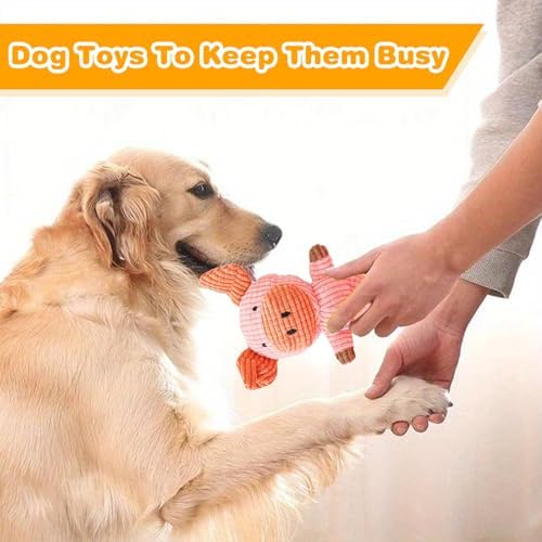 MRSOHRET Dog Toys Squeak, Tough Plush Puppy Chew Toy for Aggressive Chewers