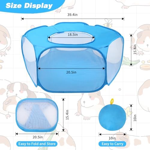 Rypet Guinea Pig Playpen Pop-Up, Outdoor Yard Fence for Small Pets,TentBlue