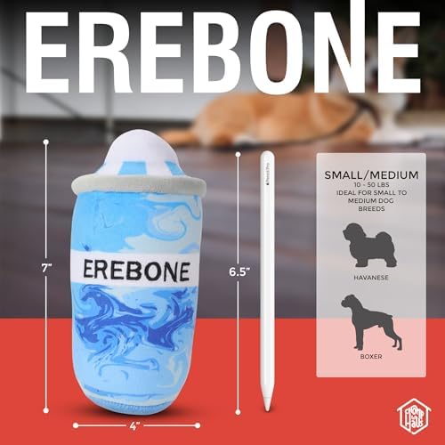 Erebone – Luxurious Parody Plush Dog Toy with Squeaker, Premium Fabric, Embroidered Details, Designer-Inspired Chew Toy, Fun Gift for Small to Medium Dogs & Dog Lovers