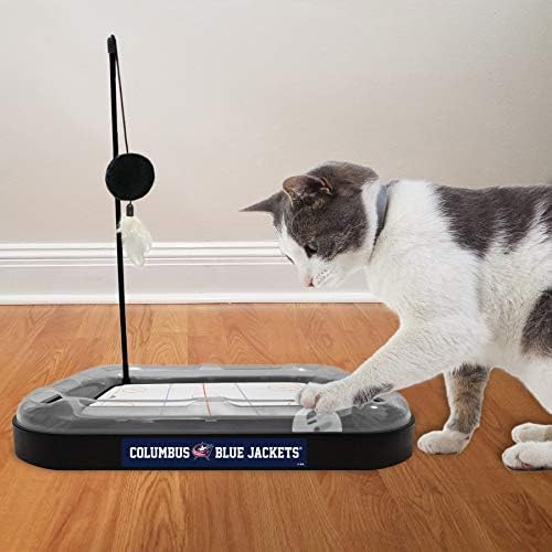 Pets First NHL Columbus Blue Jackets Hockey Field Cat Scratching Toy With Interactive Ball Bell in Tracks - 5-in-1 Scratcher