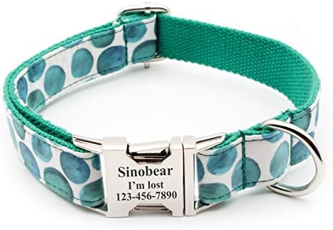 Comfortable Durable Personalized Dog Collar Engraved D-Ring Fabric (Bubble)