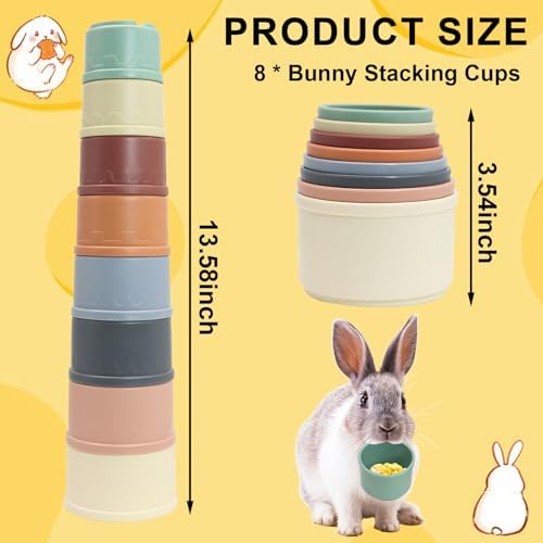 8 PCS Bunny Toys Bunny Cups Stackable Guinea Pig Stacking Cups