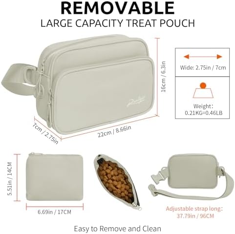 Runlight Dog Training Treat Pouch Fanny Pack,Dog Waist Belt,Dogs Walking Bag Crossbody with Poop Bags,Puppy Treat Bag Training Pouch (Khaki)