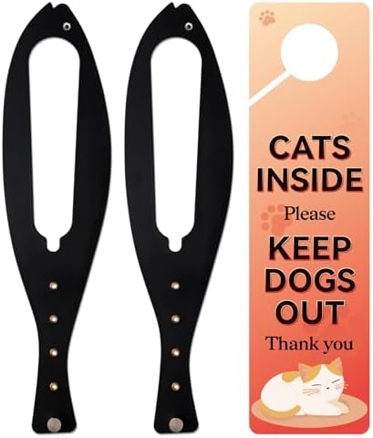 TGIOW Cat Door Latch, Cat Door Stopper Keep Open 2.5-6", 2 Pcs, Black | Keep Dogs Out of Litter Box and Food, Door Prop for Cats with 5 Adjustable Sizes, Door Plate Included, Pet Gate Alternative