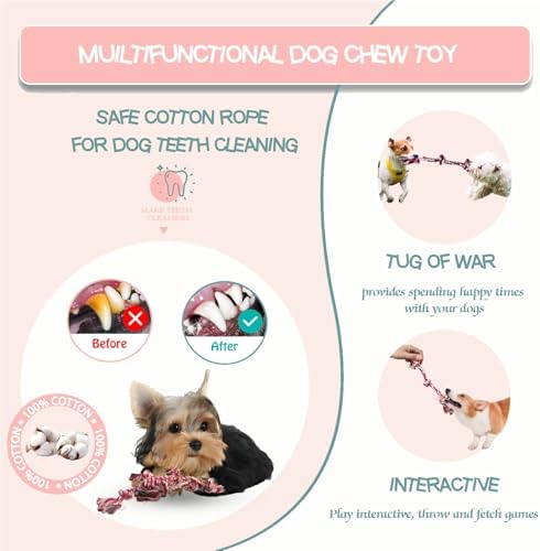 3 Pack Dog Rope Toys Puppy Teething Sturdy Cotton Chew Toy for Small Breed