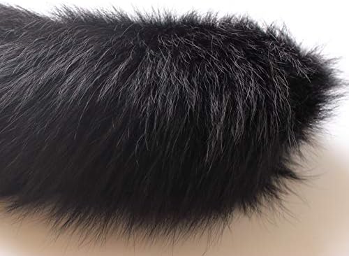 Fosrion Real Fox Tail Fur Cat Bites Hunting Playing Catching Toy (Black, Only Tail)