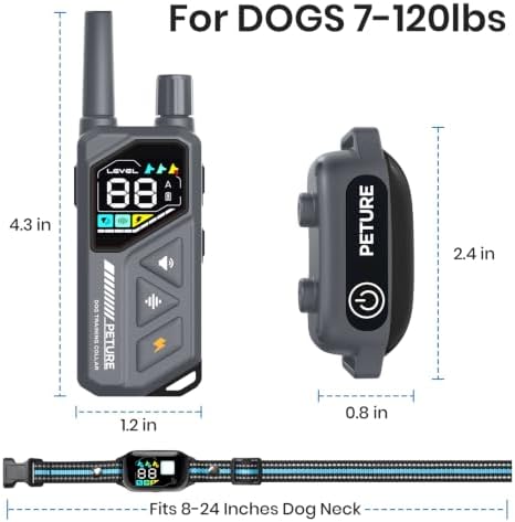 2 in 1 Shock Collar for Dogs 7-120lbs, Automatic Bark Collar with Remote Control, 3300ft IPX7 Waterproof E Collar for Large Medium Small Dogs with Beep (1-9), Vibration(1-16), Safe Shock(1-99)