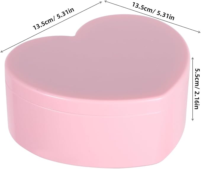 jojofuny Heart Shaped Jewelry Box Double Layer Decorative Storage Case with Mirror Desktop Organizer for Necklace Earrings Rings 5.31 X 5.31 X 2.16 in Gift for Girls