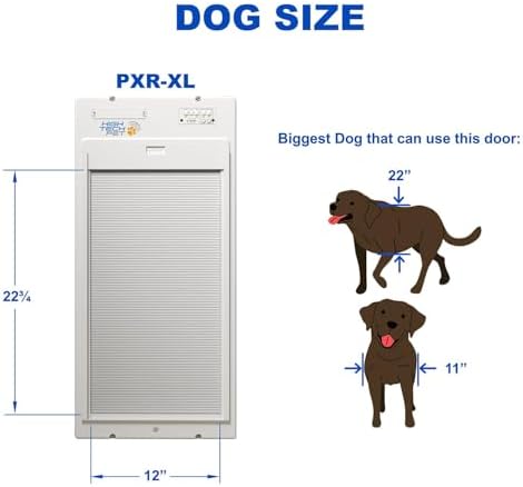 Power Pet Automatic ROLL UP Door by High Tech Pet Brand - Motorized Panel Rolls Up - Pet Operated - Remote App Control - 24/7 Exit & Entry Timers (X-Large, Patio Regular - 75-80¼)