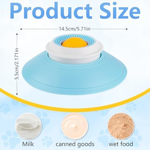 Dog Cat Licks Toys for Liquid Food, Anxieties Relief Slow Feeder Dog Lick Ball Treat Dispenser, Non-Slip Licking Bowl Enrichment Toys to Keep Them (A)