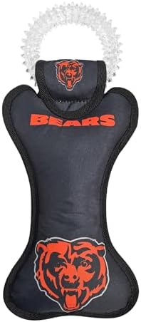 Pets First NFL Chicago Bears Dental Dog TUG Toy with Squeaker. Tough PET Toy for Healthy Fun, Teething, & Cleaning Pet's Teeth & Gum, Team Color