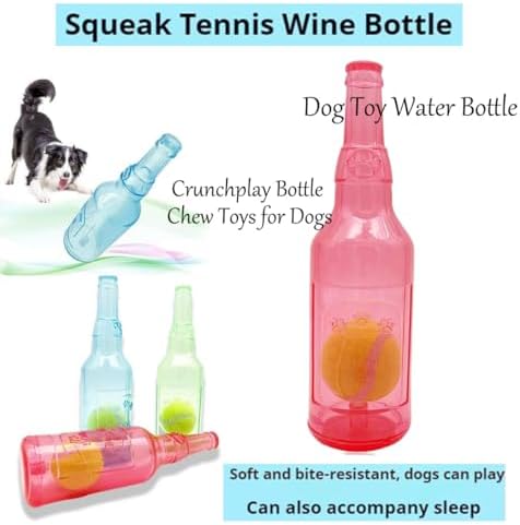 LELEBEAR Dog Play Bottle Toy, Bottle Toy for Dogs, Interactive Dog Chew Toy with Tennis Ball, Water Bottle Pets Dogs Chew Toys (Blue, 25CM)