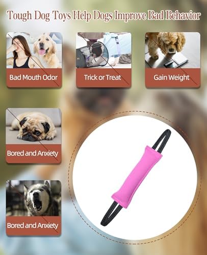 Clysoru tug Toy for Dogs Tug of War Dog Bite with 2 Strong Handles Made Durable Tear Resistant Stitches (Light Pink)