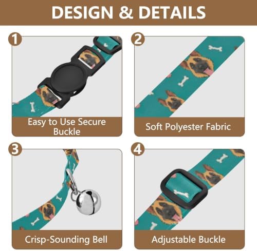 Cartoon German Shepherd Dog Easy to Clean Cat Collars 2 Pack Collar for Puppy