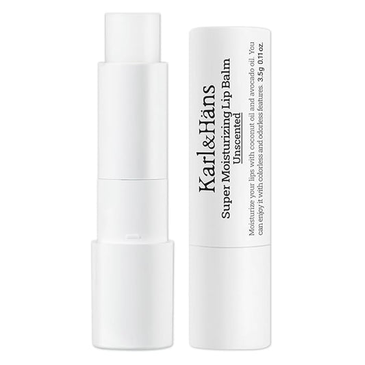Karl&Hans Super Moisturizing Lip Balm - Unscented with Coconut & Avocado Oil for Lip Repair and Care, Soothes and Hydrates Dry Lips with Natural and Nourishing Formula - 1 Count