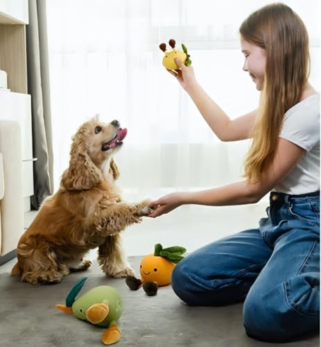 Dog Squeaky Toys Safe Latex Rubber Dog Chew Molar Toy Interactive Toy for Puppy Small Medium Dogs (Citrus)