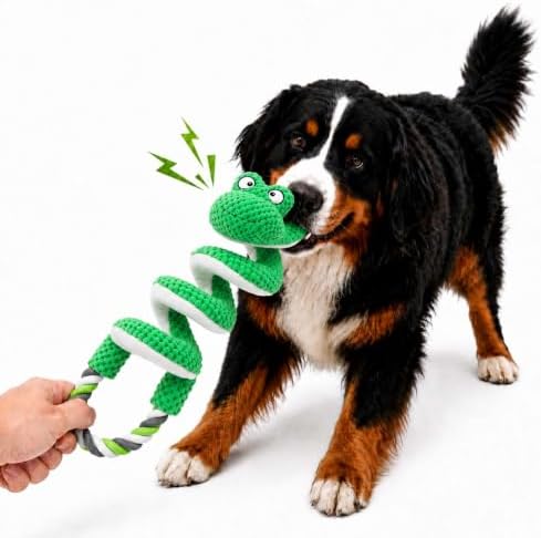 Dog Toys for Aggressive Chewers Squeaky Toys with Pull Rope Plush Tug (B)