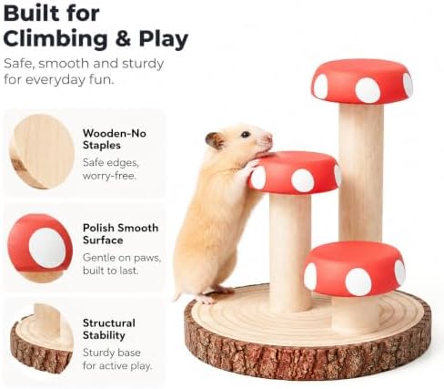Hamster Climbing Toy Wooden for Chew, Enrichment Cage Accessory