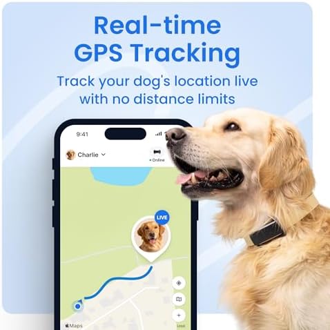 Tractive Smart Dog GPS Tracker | Live Pet Tracker with Virtual Fence | Vital Signs Monitoring of Heart & Respiratory Rate | Bark Monitoring | Dog Collar Attachment (Brown)