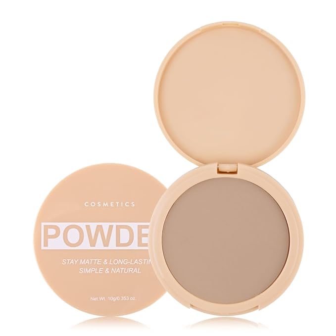 Pressed Matte Face Powder Makeup & Setting Powder for Poreless Wrinkle Blurring Contour Concealer Finishing,Lightweight,High Coverage,Shine Control, Dark Brown-Matte