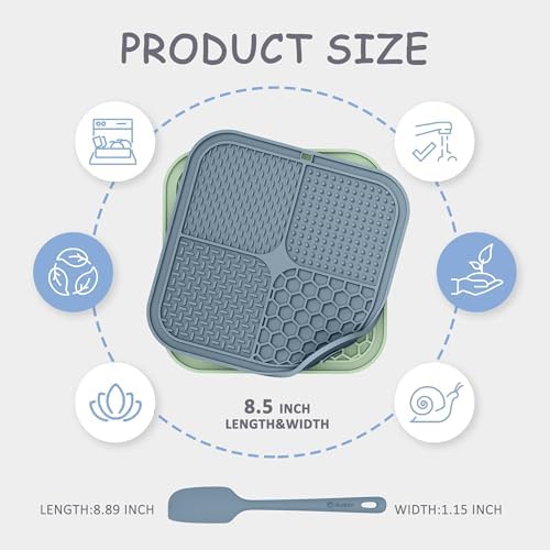 ChefAide 2 Pack Lick Mat for Dogs,Cats,Upgraded 8.5×8.5 inches Licking Mats with Suction Cups,Slow Feeder Licking Pad for Anxiety Relief and Boredom Reducer,Suitable for Dog Training Set 3