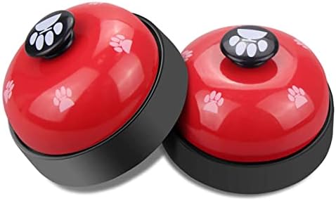 Comsmart Dog Puppy Cat Kitten Potty Training Bells, 2 Metal Dog Paw Print Bells with Non-Skid Rubber Base for Pet Interactive Game Toys Tell Bells, Service Bell for Hotel School Bar Shop Restaurant
