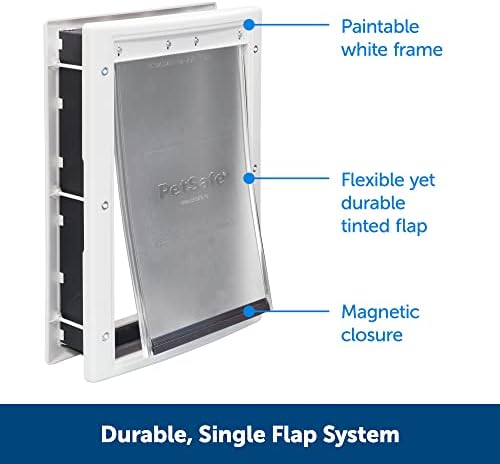 PetSafe Plastic Dog & Cat Door, Pets Up to 220 lb, X-Large | Flap Opening 13 5/8 in W x 23 5/8 in H, Snap-on Closing Panel, Paintable Frame, Easy DIY Install