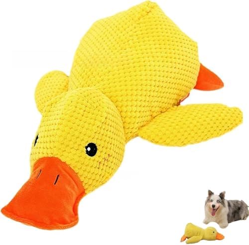 Squeaky Yellow Duck Dog Toy, Indestructible Plush Chew Toy for Small Medium Large Dogs, Durable Floppy Duck Toy to Reduce Anxiety & Destructive Behavior (Large)