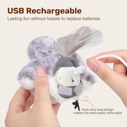 Potaroma Cat Toys Flapping Bird (No Flying), Lifelike Sandpiper Chirp Tweet, Rechargeable Touch Activated Kitten Toy Interactive Cat Exercise Toys for All Breeds Cat Kicker Catnip Toys 4.0" | Lifelike Sandpiper Chirp, Touch Activated, Rechargeable Kitt...