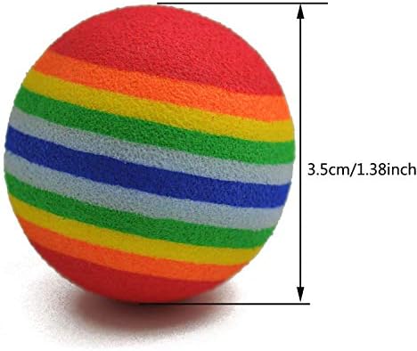 VOVIGGOL 12 Pack Rainbow Cat Toy Balls Soft EVA Foam Interactive Indoor Kittens Favorite Toys 1.38" Dia. Small Dogs Puppies Toy Balls Bulk Activity Chase Quiet Play Sponge Ball