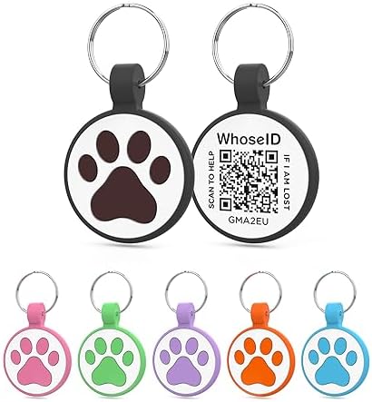 QR Code Cat Tag, Modifiable Pet Online Profile Page, Multiple Emergency Contact, Silent Silicone, Lightweight, No Jinging, Collar Accessories, QR Cat ID Tag (Small Breeds - 1", Black)
