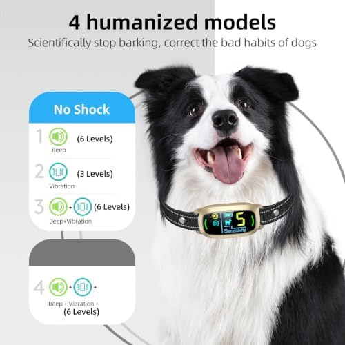 FAFAFROG Dog Bark Collar, Rechargeable Smart Collar, Anti Barking Training Collar with 5 Adjustable Sensitivity Beep Vibration, Bark Collar for Large Medium Small Dogs (Gold)