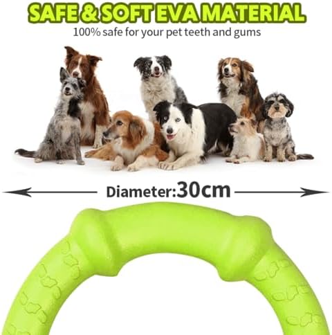 LaRoo Dog Toys for Medium/Large Dogs, Floatable Dog Flying Discs 3 Sizes Pool Toy, Interactive and Tug of War Ring Toy, Funny Fetch Teething Toys (Green, 11.8“)
