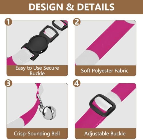 Hot Pink Polka Dot Kitten Bell Collar 2 Pack Kitten Collars Adjustable Length 10.6" to 17.1"
