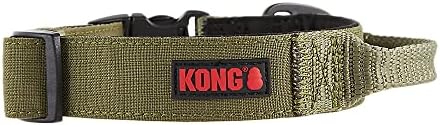 KONG Ultra Durable Padded Comfort Handle Dog Collar (Medium, Green)