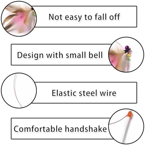 2 PCS Cat Toys Interactive for Indoor Cats,Cat Feather Toys and Wand Toys for Chase Exercise and Teaser Play with Kitten