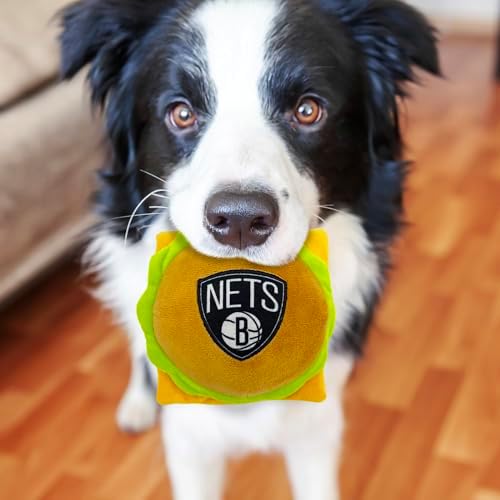 Pets First NBA Brooklyn Nets Cheese Burger Plush Dog & CAT Squeak Toy - Cutest Stadium HAMBERGER Snack Plush Toy for Dogs & Cats with Inner Squeaker & Beautiful Basketball Team Name/Logo, Team Color