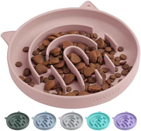 Coomazy Slow Feeder Cat Bowl Silicone Pet Puzzle Feeder for Slow Eating