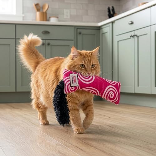 KONG Kickeroo Swirl Cat Toy – Plush with Crinkle Sound, Soft Catnip Toy for Indoor Cats – Assorted Colors (3 Pack)